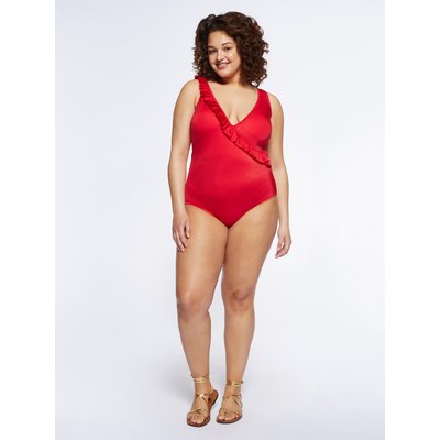 Maillot de bain une pièce avec volant diagonale sur le devant et col croisé FIORELLA RUBINO