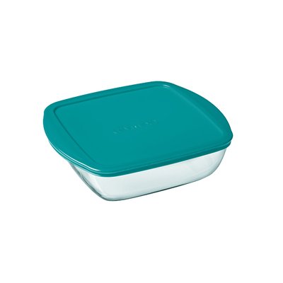Cook & Store - Plat carré en verre avec couvercle bleu canard compatible "air fryer" (friteuse à air chaud) PYREX