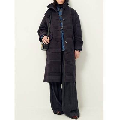 Manteau mi-long laine mélangée à carreaux MIAMIA SESSUN