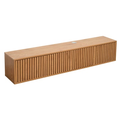 Meuble TV suspendu effet bois clair 160 cm style scandinave, IVY OVIALA