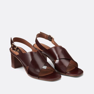 Босоножки на каблуке из гладкой кожи LA REDOUTE COLLECTIONS