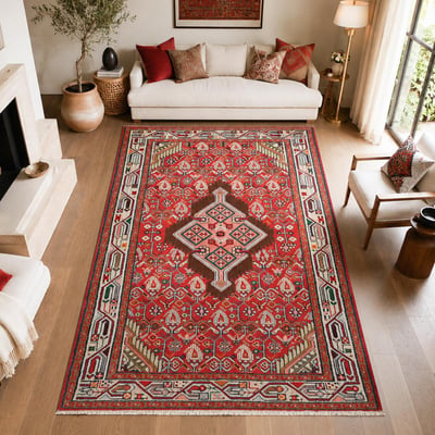 Tapis d'orient aux motifs orientaux, noué main, HAMADAN 19 UN AMOUR DE TAPIS