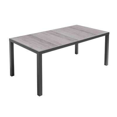 Table en aluminium et céramique effet bois 8 places, TIVOLI OVIALA