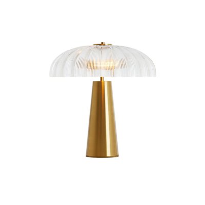 Grande lampe à poser doré et verre clair Fungo MILLUMINE