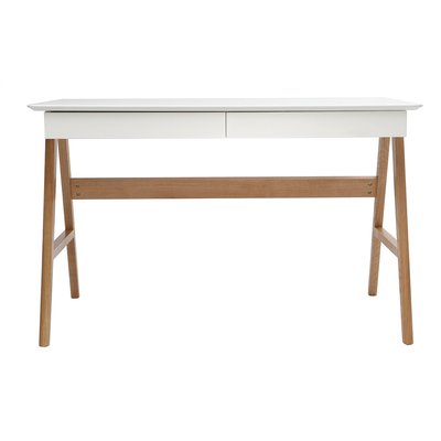 Bureau avec rangements 2 tiroirs scandinave blanc et bois clair chêne L120 cm BROOK MILIBOO