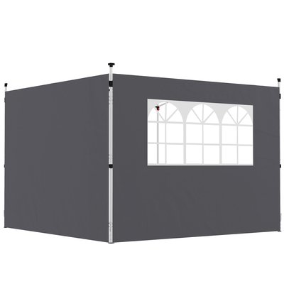 Parois latérales de rechange barnum tonnelle 3 x 3 m 2 pcs fenêtre gris OUTSUNNY