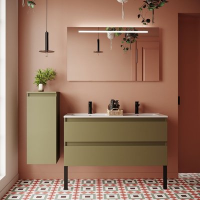 Ensemble double vasque 2 tiroirs + miroir - HUDSON HOMIFAB
