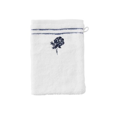 Gant de toilette coton et viscose de bambou ROSABLUE CARRE BLANC
