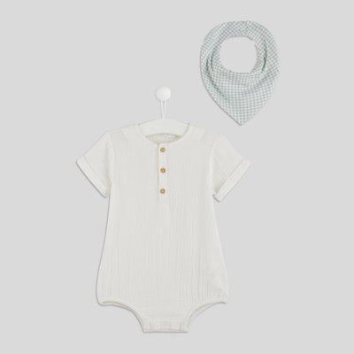 Combinaison manches courtes avec bandana en coton BIO BOUT'CHOU