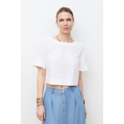 Blouse droite col bateau en lin CYNTHIA CAROLL