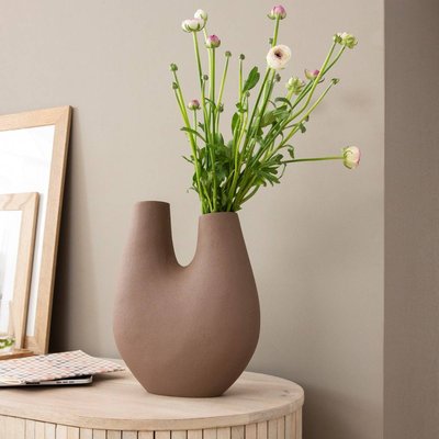Vase marron 2 tiges en aluminium  TULIPA MADE IN MEUBLES 
