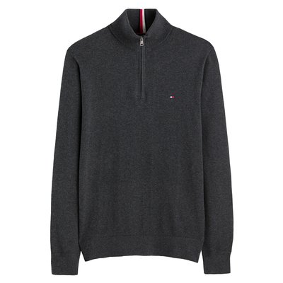 Pull col montant zippé en coton et cachemire TOMMY HILFIGER