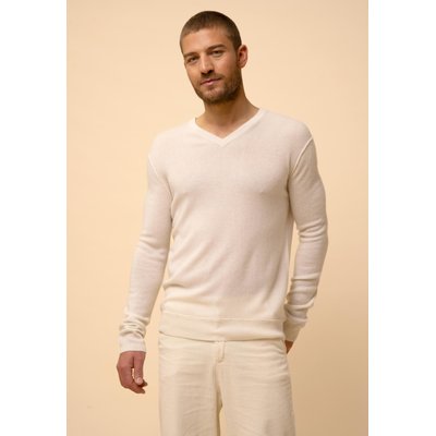 WALT pull col v ivoire en cachemire JUST CASHMERE