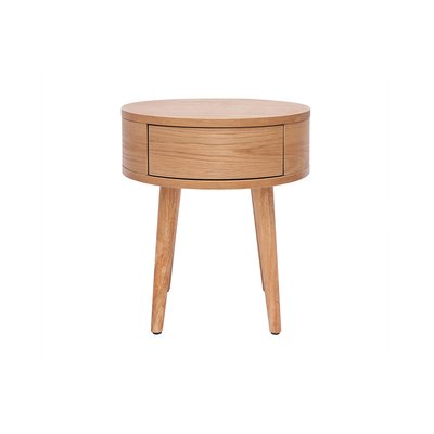 Table de chevet ronde en bois clair avec tiroir D45 cm JUDITH MILIBOO