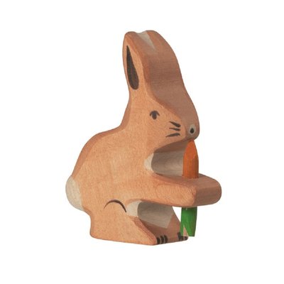 Figurine Lapin avec carotte HOLZTIGER