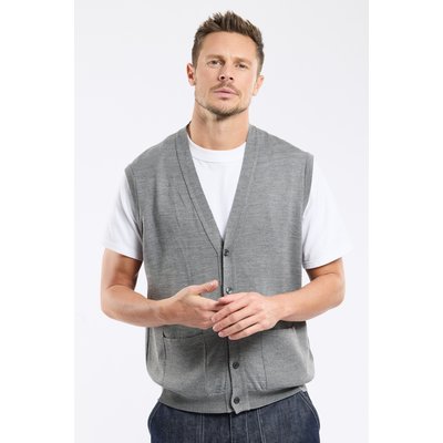 Cardigan sans manche en laine mérinos GUY DE BERAC
