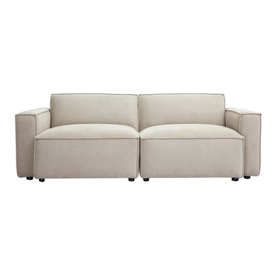 Canapé modulable 3 places en tissu effet velours texturé beige SPLIT MILIBOO