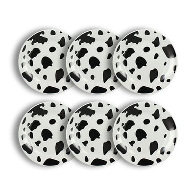 Lot de 6 assiettes à dessert 20cm en porcelaine, VACHE NOVASTYL