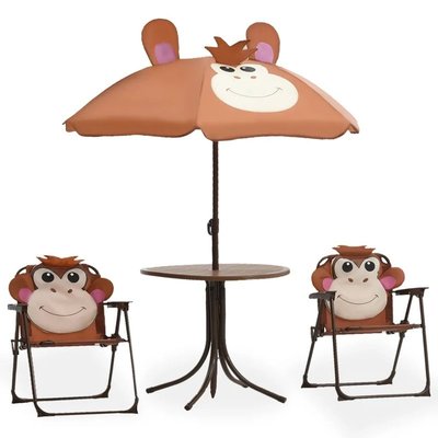 Petit salon de jardin pour enfant avec parasol Singe Rigolo HOME MAISON