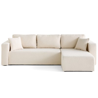 Canapé d'Angle réversible en Tissu bouclette 4 places - TOPAZE LISA DESIGN