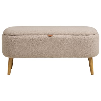 Pouf avec rangements en tissu bouclette, KAREN BEST MOBILIER