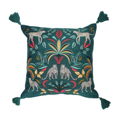 Housse de coussin bleu en coton DOUCEUR D'INTÉRIEUR