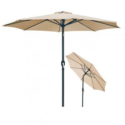 Parasol Inclinable avec Manivelle en Aluminium et Toile Beige Farniente WADIGA