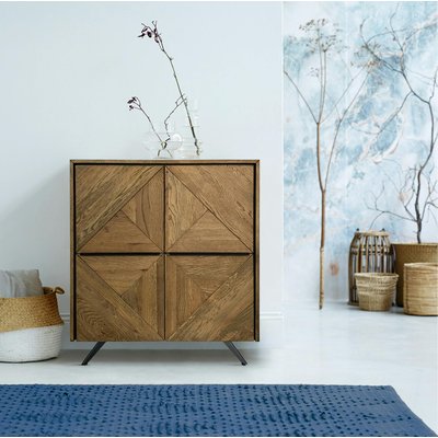 Buffet haut en bois chêne blanchi 4 portes MANHATTAN PIER IMPORT