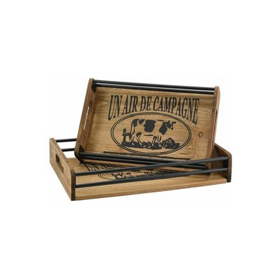 Plateaux en bois et métal Un air de campagne (Lot de 2) AUBRY GASPARD