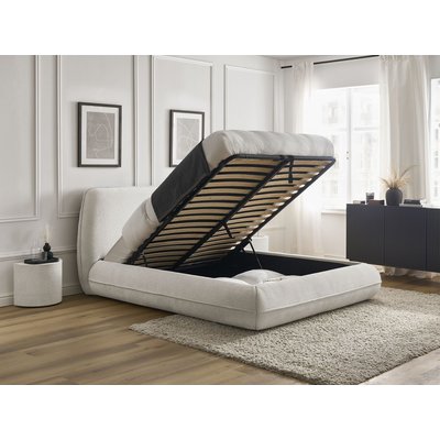 Lit coffre bois et panneaux de particules tissu texturé, LIAM BOBOCHIC