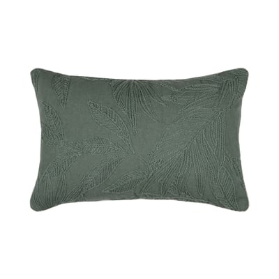 Coussin rectangulaire en coton à feuillage brodé LOVELY CASA