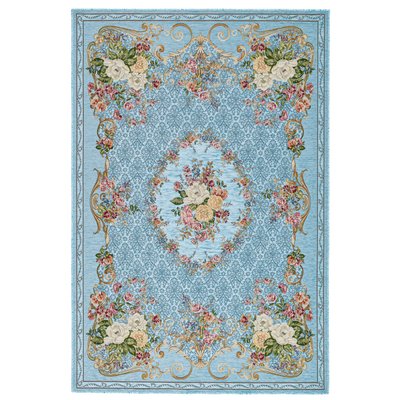 Tapis floral tissé à la machine avec bordure - Flomi THEKO