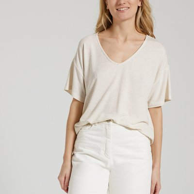 T-shirt oversized à fines rayures brillantes PIECES