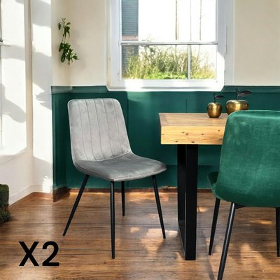 Chaise à rayures velours taupe (lot de 2) MALANG PIER IMPORT