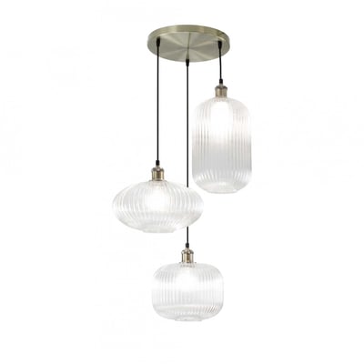 Suspension 3L en verre strié, CHAMIX C-CREATION