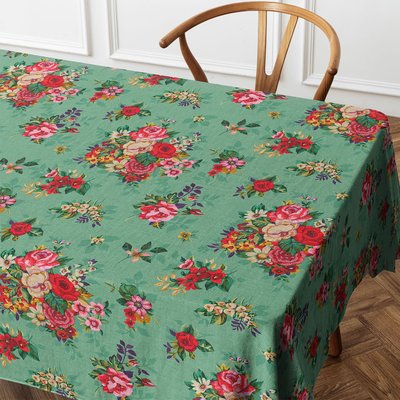 Nappe rectangulaire en coton MIA vert VENT DE BOHÈME