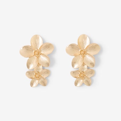 Boucles d'oreilles double fleur dorées BALABOOSTE