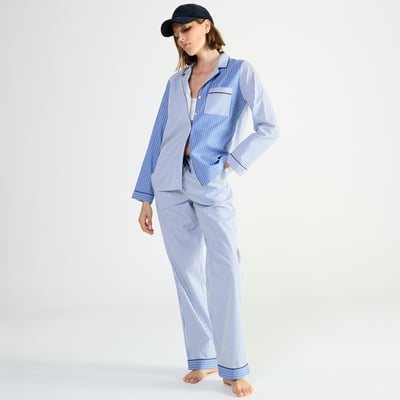 Pyjama col tailleur en popeline de coton ESSENTIEL FANTAISIE LAURENCE TAVERNIER