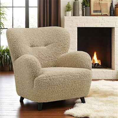 Fauteuil beige taupe en tissu BERLIN PIER IMPORT