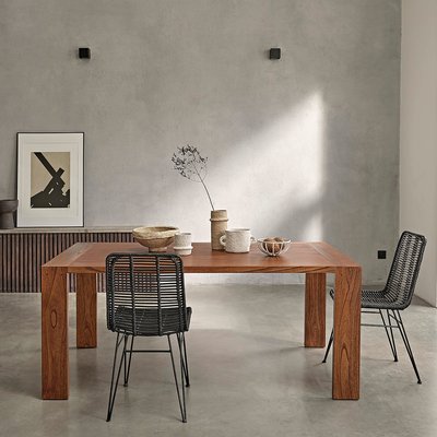 Table en mindi massif finition noyer 8 pers.  MILO BERAH GETAH