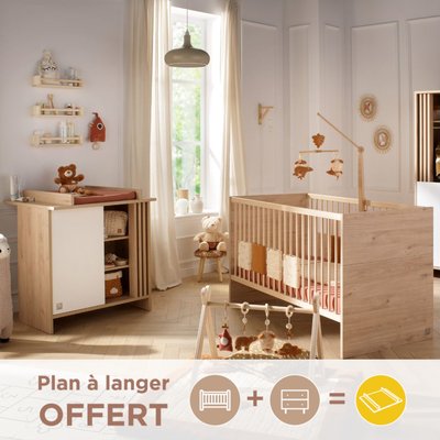 Chambre bébé, Lit évolutif et Commode à langer avec claustra SAUTHON