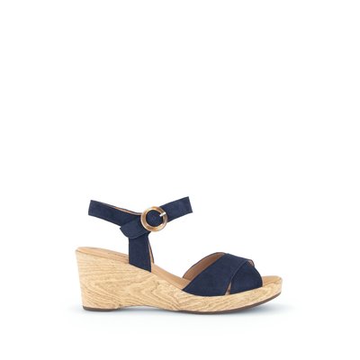 Sandales en cuir velours à talon compensé GABOR