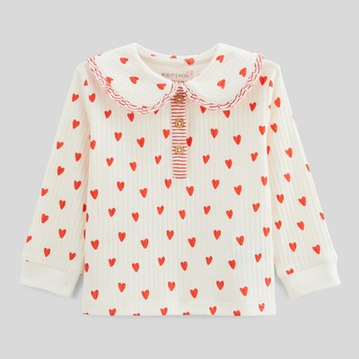 T-shirt à col manches longues imprimé maille côtelée, en coton BIO GOTS BOUT'CHOU