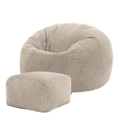 Pouf classique et son repose-pied velours côtelé Oeko-Tex® - KINGSTON ICON
