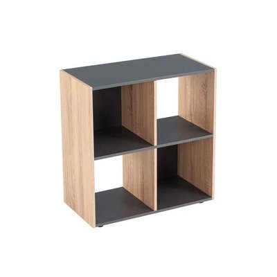 Étagère en MDF Bois et Gris - 4 Casiers WADIGA