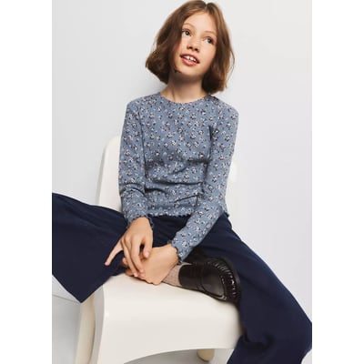 T-shirt côtelé fleurs MANGO KIDS