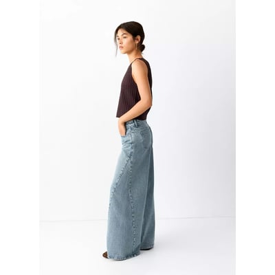 Jean wide leg coutures et clous MANGO TEEN