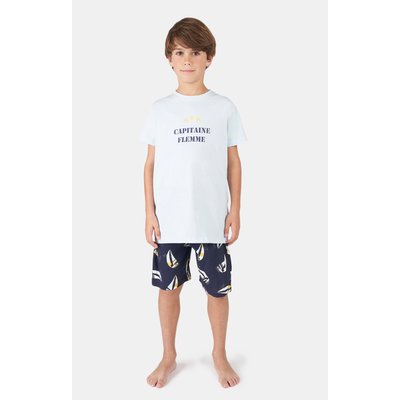 Pyjashort en coton imprimé Capitaine Flemme ARTHUR