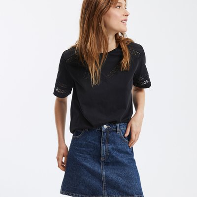T-Shirt mit rundem Ausschnitt & Guipure-Spitze LA REDOUTE COLLECTIONS