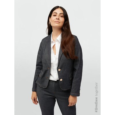 Blazer en denim stretch délavé bleu foncé FIORELLA RUBINO